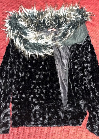 Gri Kapüşonlu Kadın Suni Kürk Ceket - Görsel 2