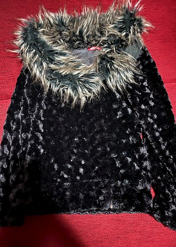 Gri Kapüşonlu Kadın Suni Kürk Ceket - Görsel 3