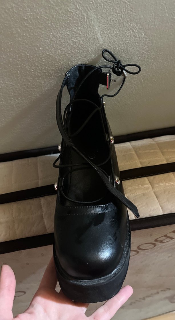 Tokalı Siyah Platform Topuklu Gotik Kadın Ayakkabı - Görsel 4