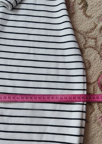 Dantel Detaylı Beyaz Çizgili elbise - Görsel 2