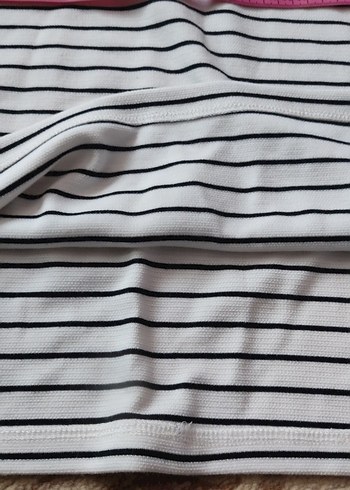 Dantel Detaylı Beyaz Çizgili elbise - Görsel 3