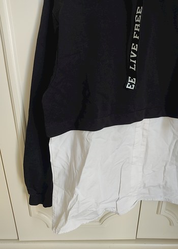 xs Beden siyah Renk Kemer Detaylı Siyah Kapüşonlu Sweatshirt