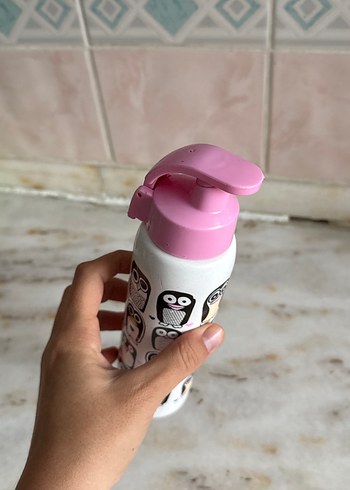 Penguen Desenli Pembe Çocuk Termos Matara - Görsel 2