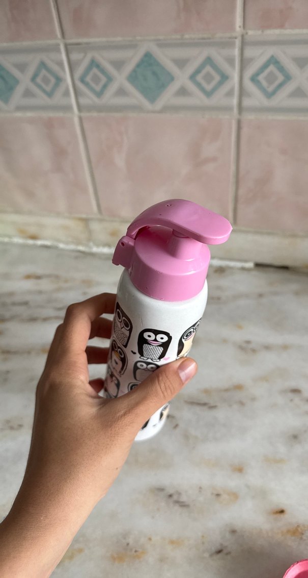 Penguen Desenli Pembe Çocuk Termos Matara - Görsel 2