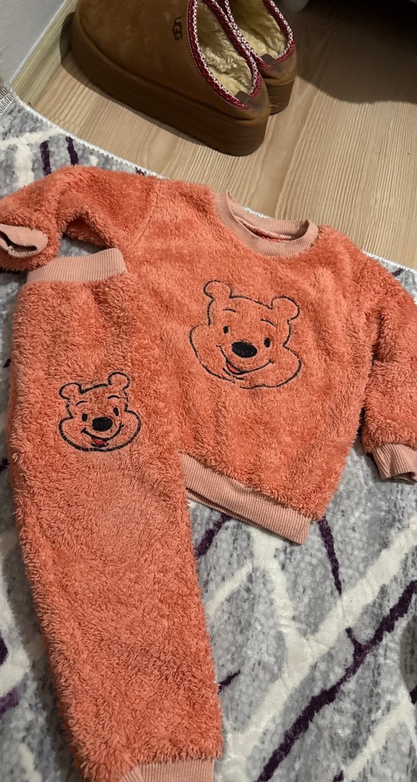 Nakışlı Kahverengi Çocuk Polar Pijama Takımı - Görsel 2