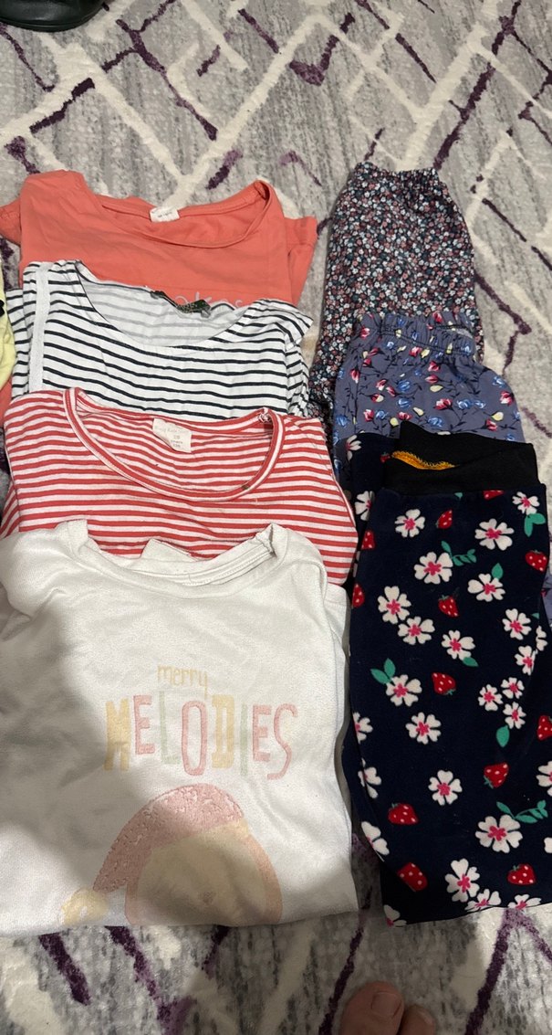 Çiçek ve çilek desenli kız taytı - Görsel 2