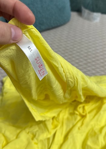 Sarı Bohem Nakışlı Uzun Kadın yelek - Görsel 3