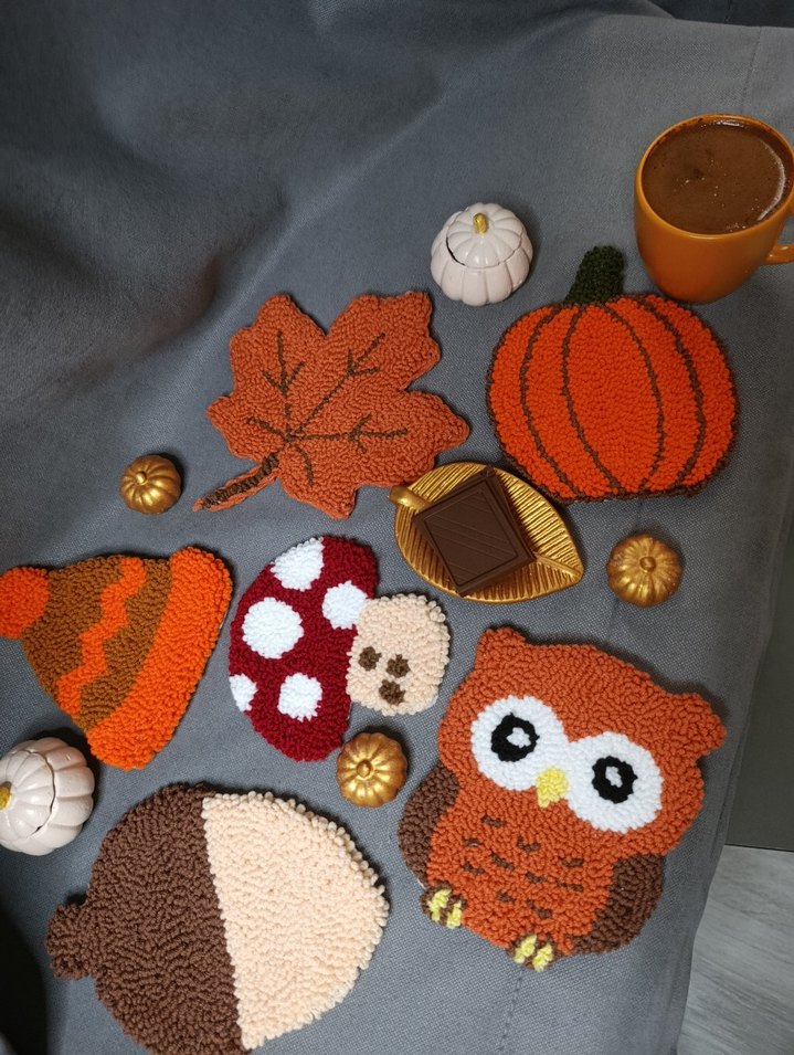 Sonbahar Temalı punch Bardak Altlıkları - Görsel 2