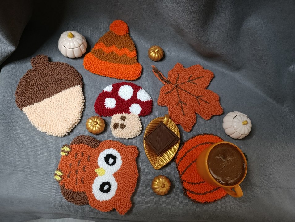 Sonbahar Temalı punch Bardak Altlıkları - Görsel 3