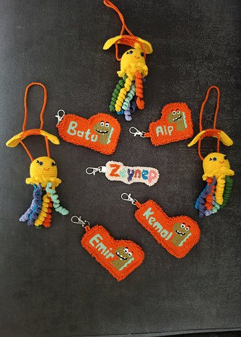Renkli amigurimi dikiz aynası süsü ve punch isimli anahtarlık - Görsel 3