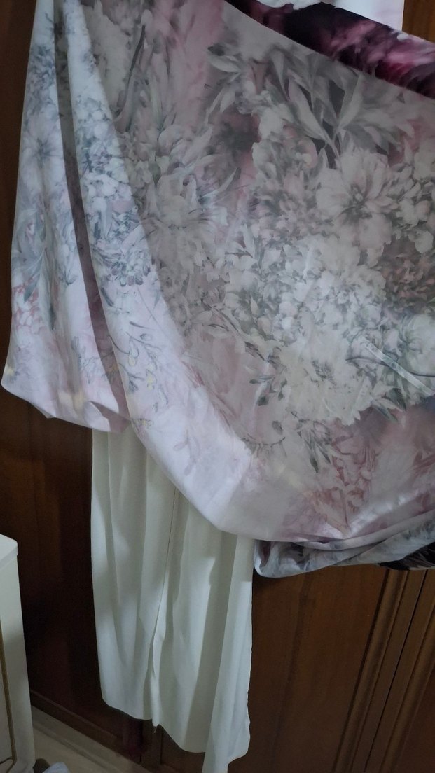 Pembe Uzun Kol Bağlama Desenli Elbise - Görsel 3