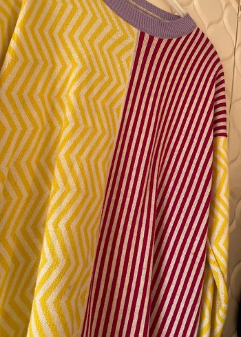 Kadın Renkli Örgü Salaş Kazak Triko - Görsel 2