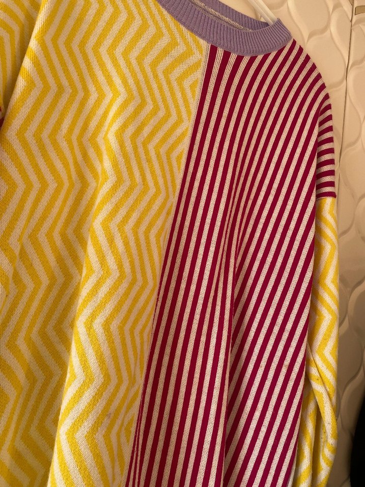 Kadın Renkli Örgü Salaş Kazak Triko - Görsel 2