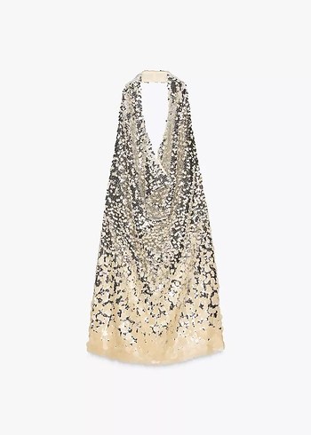 Zara Parlak Altın Mini Abiye Elbise - Görsel 8