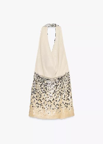 Zara Parlak Altın Mini Abiye Elbise - Görsel 9