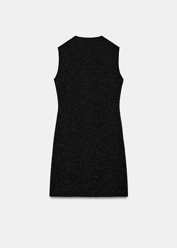 Siyah Parlak Mini Elbise - Görsel 8