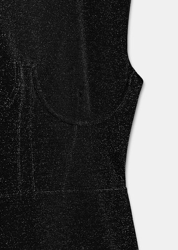 Siyah Parlak Mini Elbise - Görsel 9