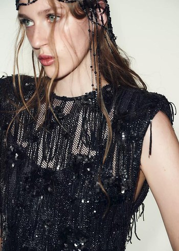 Siyah Drapeli Mini Gotik Abiye Elbise - Görsel 4