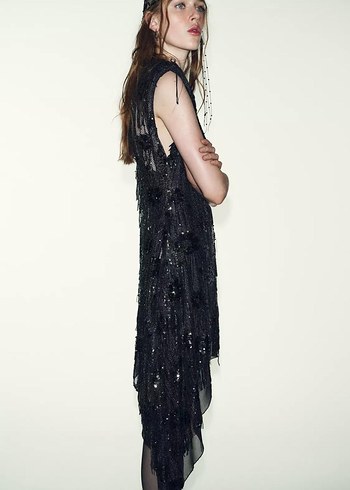 Siyah Drapeli Mini Gotik Abiye Elbise - Görsel 5