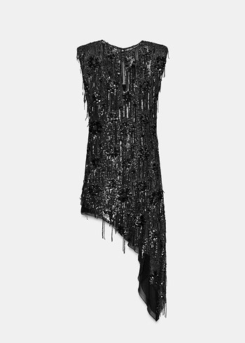 Siyah Drapeli Mini Gotik Abiye Elbise - Görsel 9