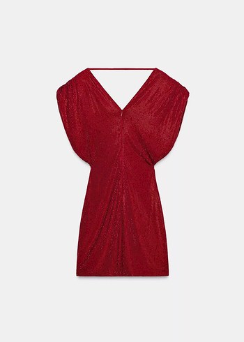 Kırmızı Drapeli Mini Elbise - Görsel 6