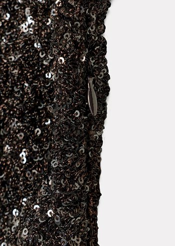 Parıltılı Uzun Kollu V Yakalı Elbise - Görsel 8