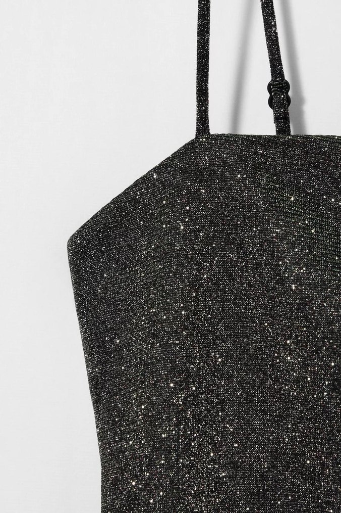 Gri Renkli İnce Askılı Mini Elbise - Görsel 3