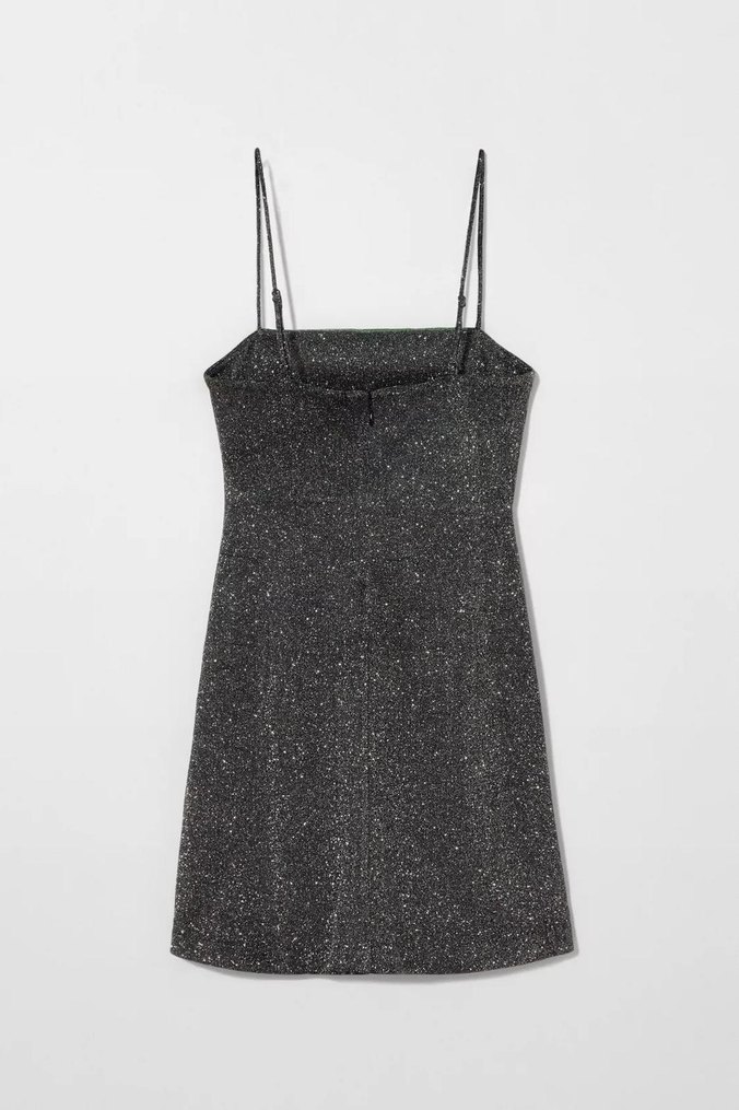 Gri Parlak Mini Elbise - Görsel 3