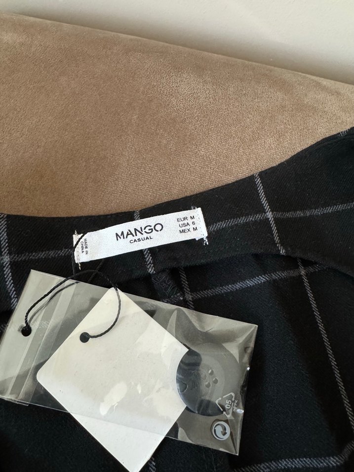 Mango Düğmeli Siyah Kareli jile elbise -etiketli medium - Görsel 3