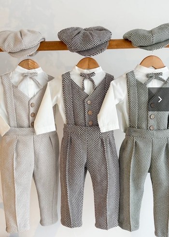 Erkek bebek Beyaz Siyah Fiyonklu Doğum Günü kıyafeti ve Bebek - Görsel 5