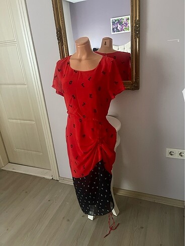 40 Beden bordo Renk Twist şifon elbise