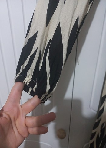 s Beden siyah Renk Zebra Desenli Uzun Bohem Elbise