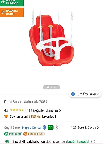  Beden Renk Dolu çocuk salincagi