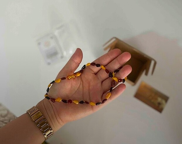  Beden 45 cm KEHRİBAR Kolye Yetişkin kolye sertifikalı hakiki doğaltaşt