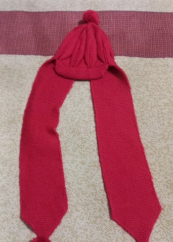 Kızlar için Kırmızı Örgü şapka kaskol birleşik - Görsel 5