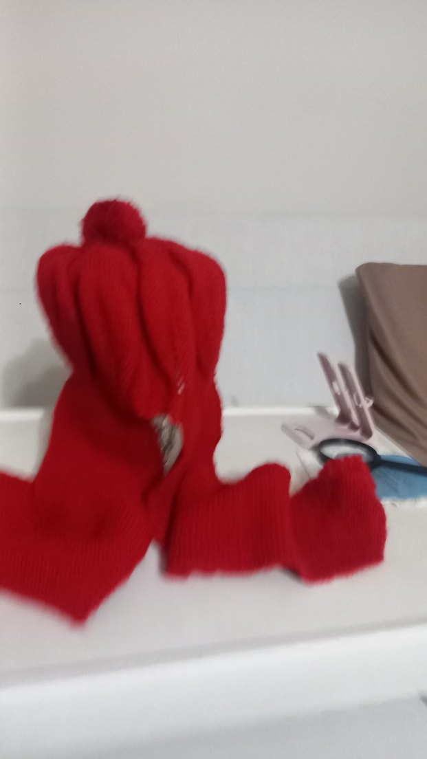 Kızlar için Kırmızı Örgü şapka kaskol birleşik - Görsel 2