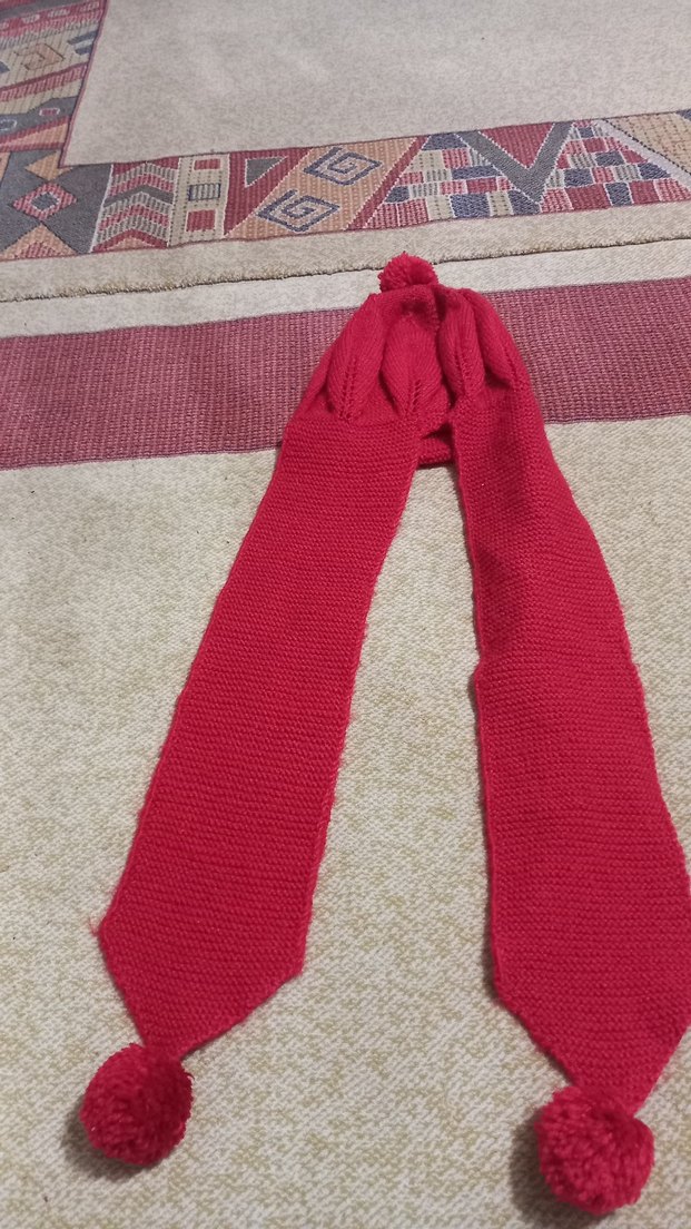 Kızlar için Kırmızı Örgü şapka kaskol birleşik - Görsel 4