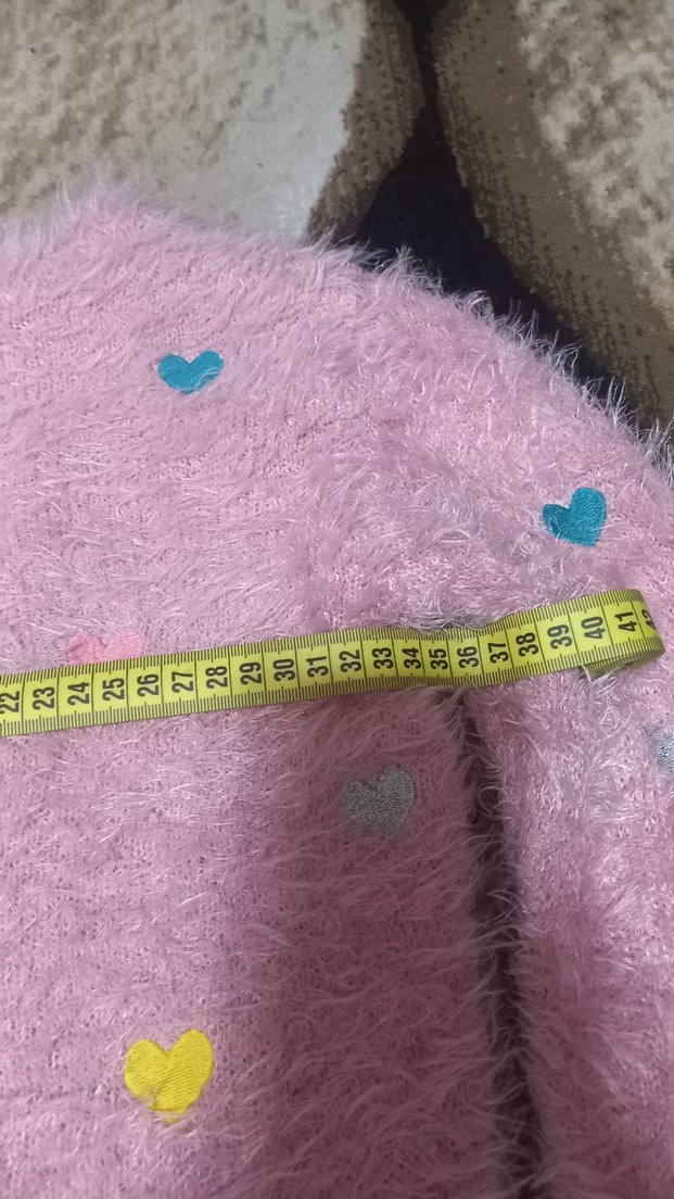 Renkli Nakışlı Pembe Kısa Kürklü Kazak - Görsel 4