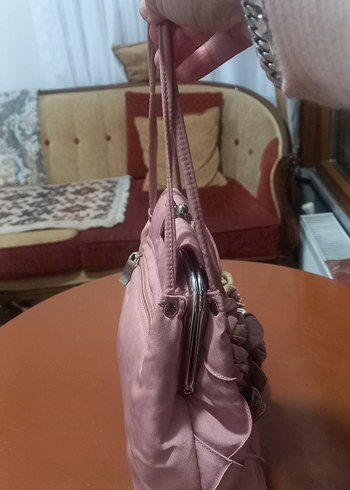 Gül detaylı pembe çanta - Görsel 3