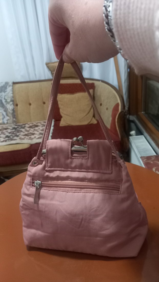 Gül detaylı pembe çanta - Görsel 2