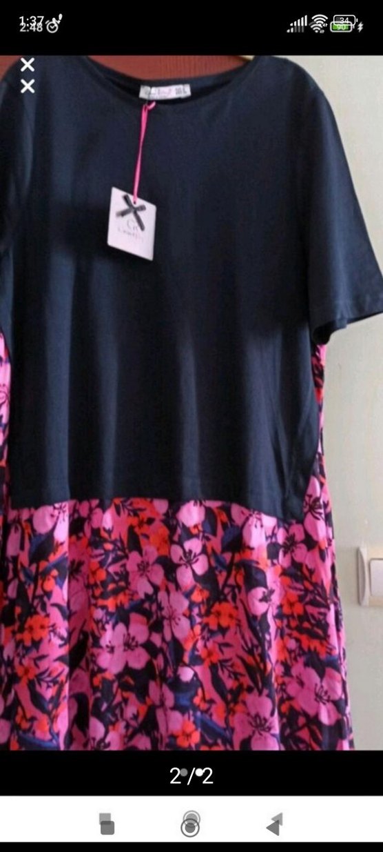 Pembe Siyah Midi Günlük Elbise - Görsel 3