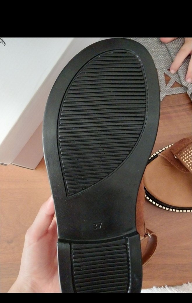 Fabrika marka Kahverengi Deri Tokalı Kadın Sandalet - Görsel 2