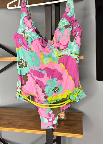 Kadın Çok Renkli Bağlama Desenli Mayo - Görsel 2