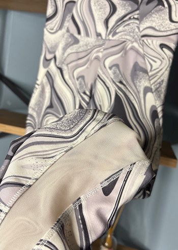 Gri Bej Tie-Dye Desenli Kadın Tayt - Görsel 4