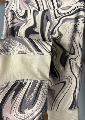 Gri Bej Tie-Dye Desenli Kadın Tayt - Görsel 6