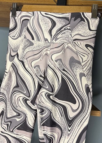 Gri Bej Tie-Dye Desenli Kadın Tayt - Görsel 3