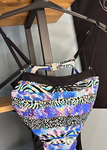 Çok Renkli Fermuarlı Uzun Kadın Mayo - Görsel 3