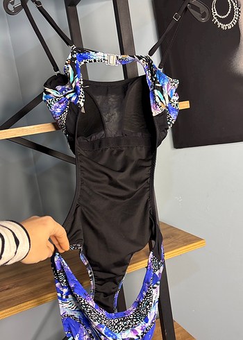 Çok Renkli Fermuarlı Uzun Kadın Mayo - Görsel 4