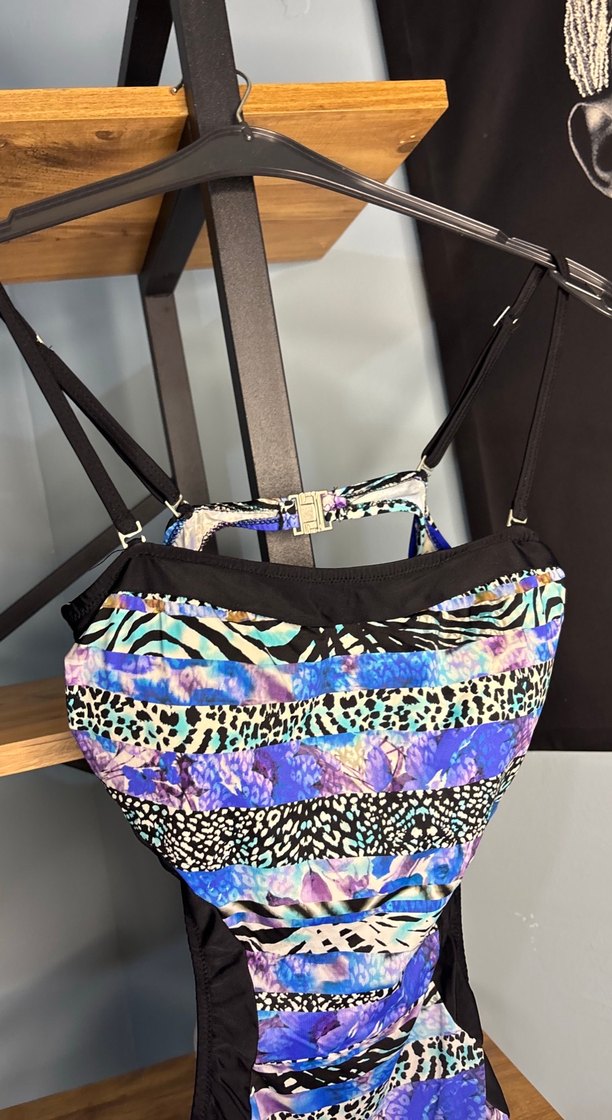 Çok Renkli Fermuarlı Uzun Kadın Mayo - Görsel 3