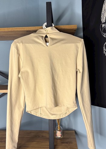 Bej Süet Yüksek Yakalı Kadın Bluz - Görsel 5
